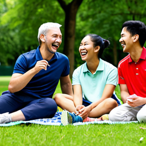 Home 9 **Image:** A diverse group of fully clothed badminton players, laughing and sharing stories during a casual picnic in a park. Bright daylight, green grass, modest clothing. Focus on camaraderie. Safe for work, appropriate content, family-friendly, perfect anatomy, natural proportions, professional photography, high quality.