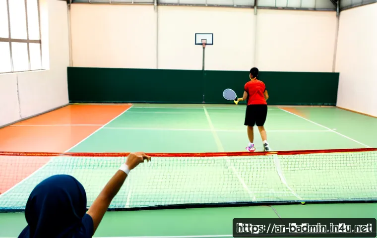 Home 17 배드민턴 레슨 가격 비교 - Photorealistic split-scene comparison of two badminton lesson options in a modern Middle Eastern spo...